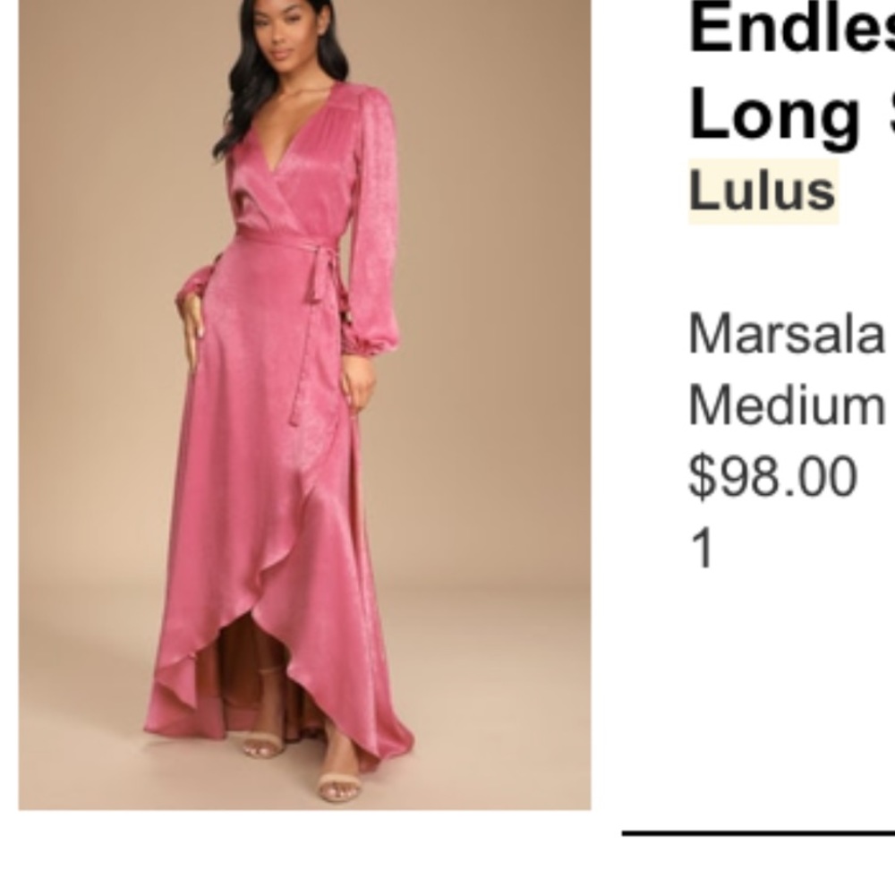 Lulu’s Satin Wrap Maxi dress- NEVER WORN
